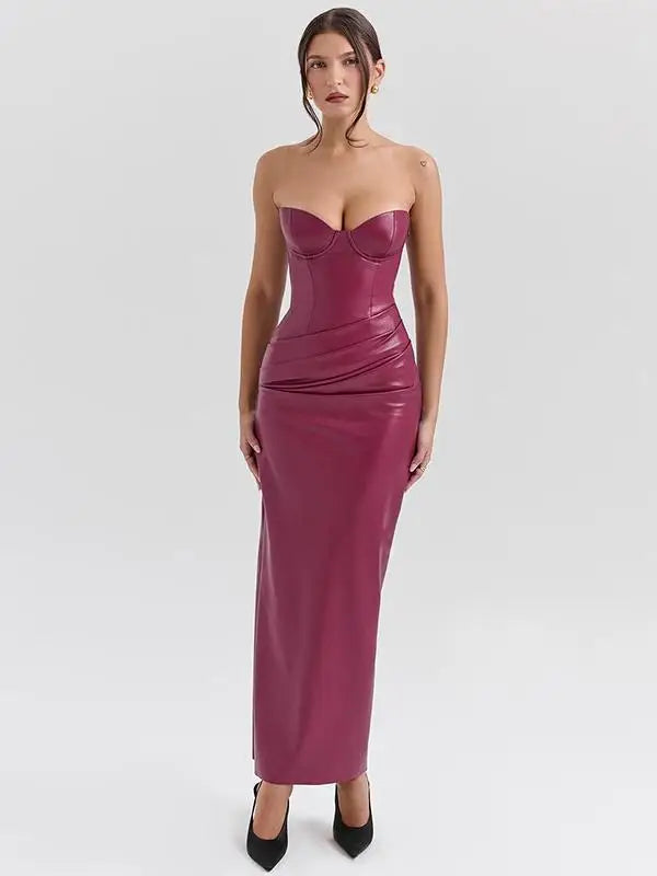 שמלת עור סטרפלס-אליסיה